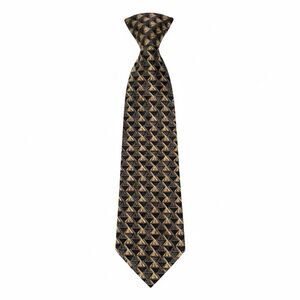 Ermenegildo Zegna Men's 100% Silk Designer Necktie Black/Beige Made In Italy
